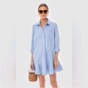 TUCKERNUCK Chambray Callahan Shirt Dress Blue Beach Coastal Ruffle Sz XXXL / 3XL